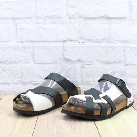 Betula by Birkenstock Black White Leather Open Toe Strappy Sandals Size M 4 L 6 - Picture 2 of 10